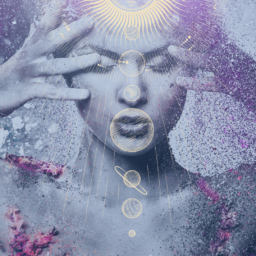 Pink Blue Spiritual Surrealist Woman Phone Wallpaper - 2 (1)
